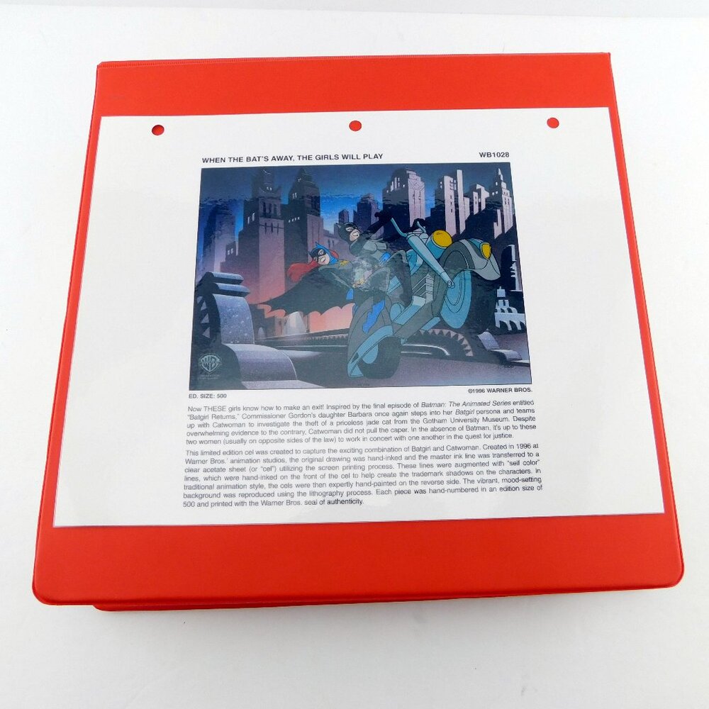 When Bat's Away Catwoman Batman Warner Bros Gallery Laminate Cel Binder Page
